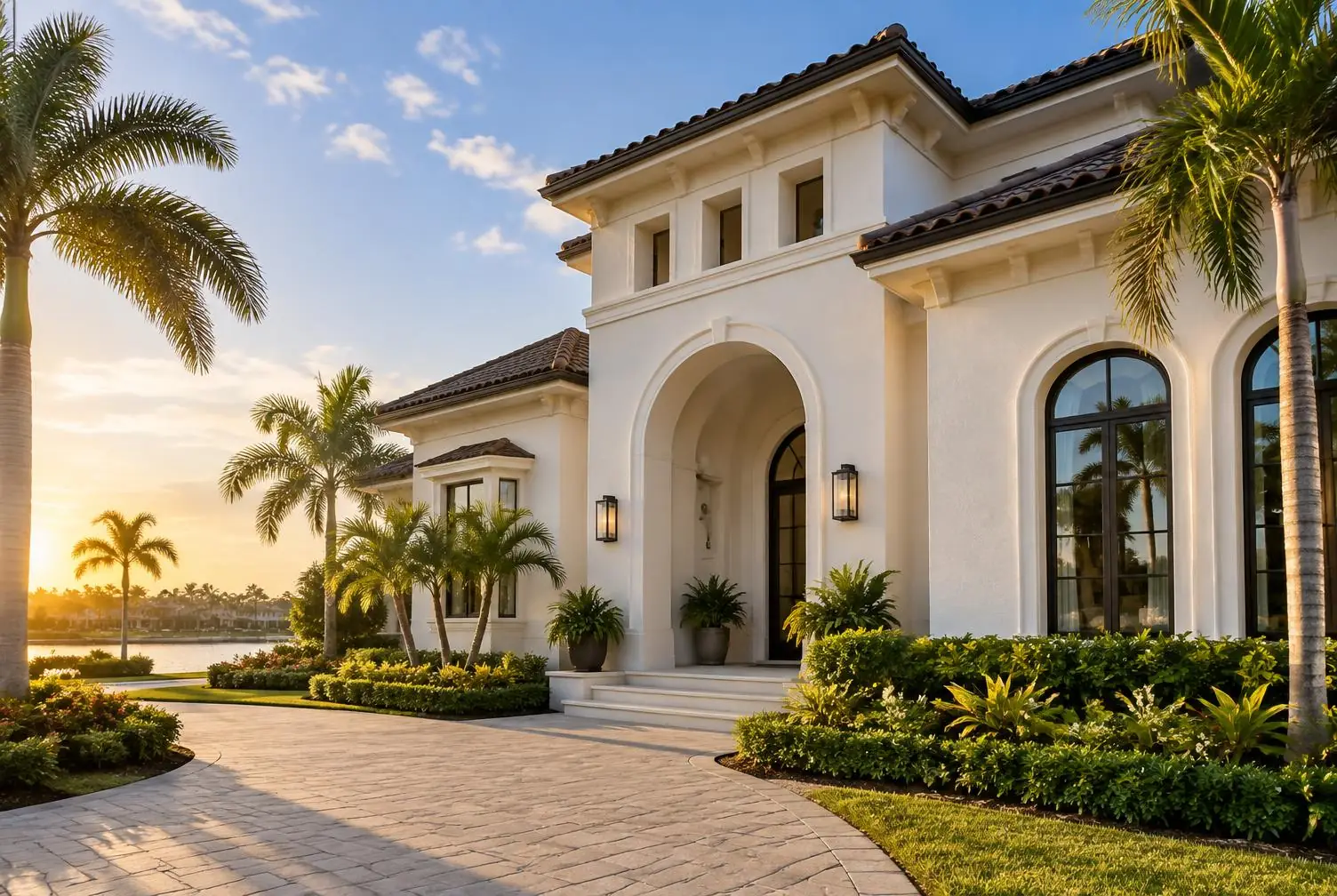 Smooth cream stucco exterior on a Florida home