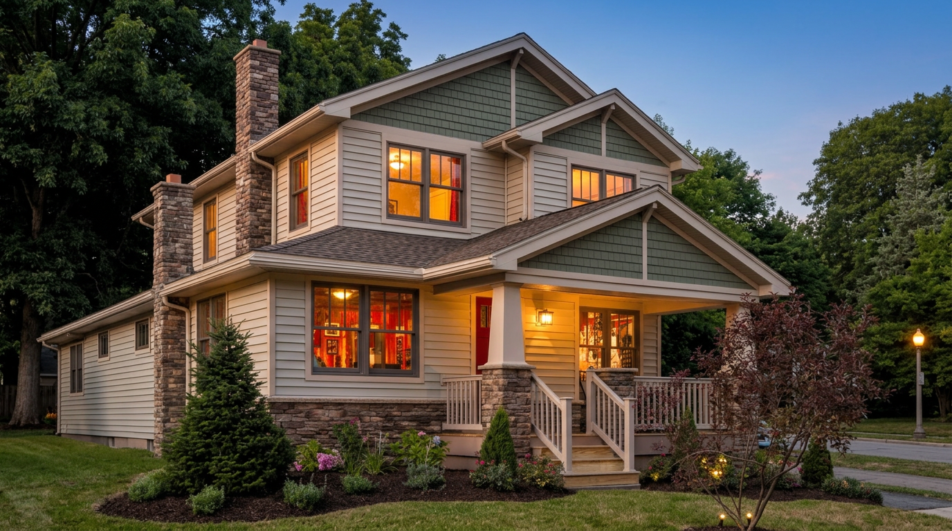 Two-story home with new siding